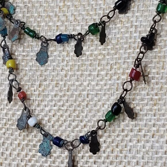 VINTAGE Bronze and Seed Bead Delicate Single Strand Necklace - Picture 4 of 8